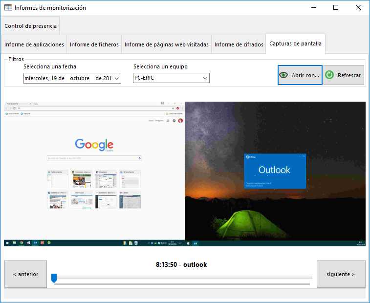 Genere capturas de pantalla de forma continua o en momentos especÃficos