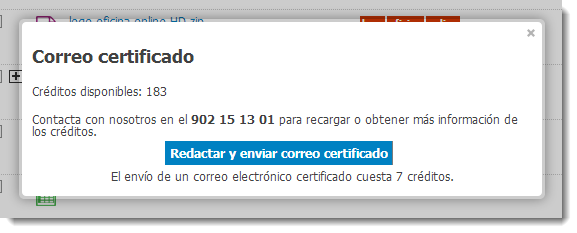 EnvÃo de correos certificados des de la plataforma.